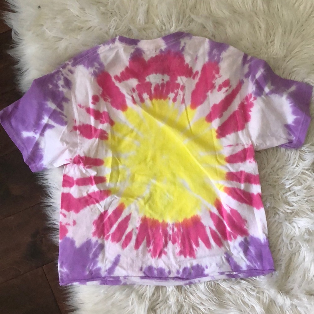 NWT AC/DC tie dye rocker band tee cropped - Picture 2 of 2